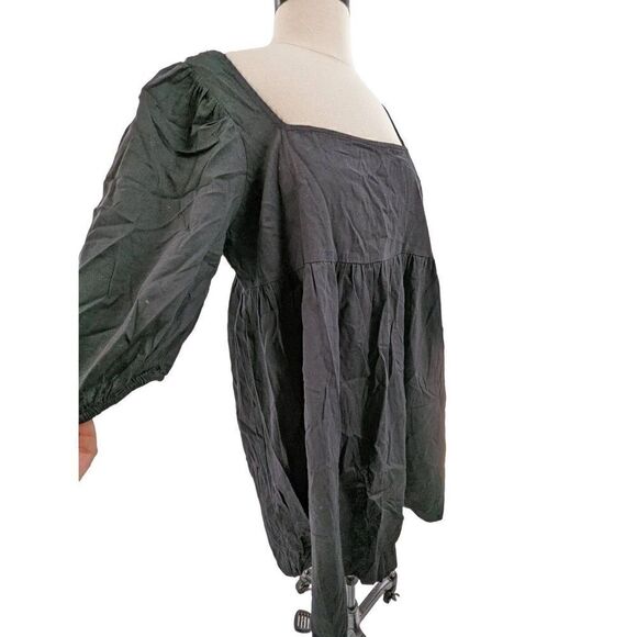 Lumiere Women Black Square Neck Cotton Mini Dress Size Large - Picture 2 of 12